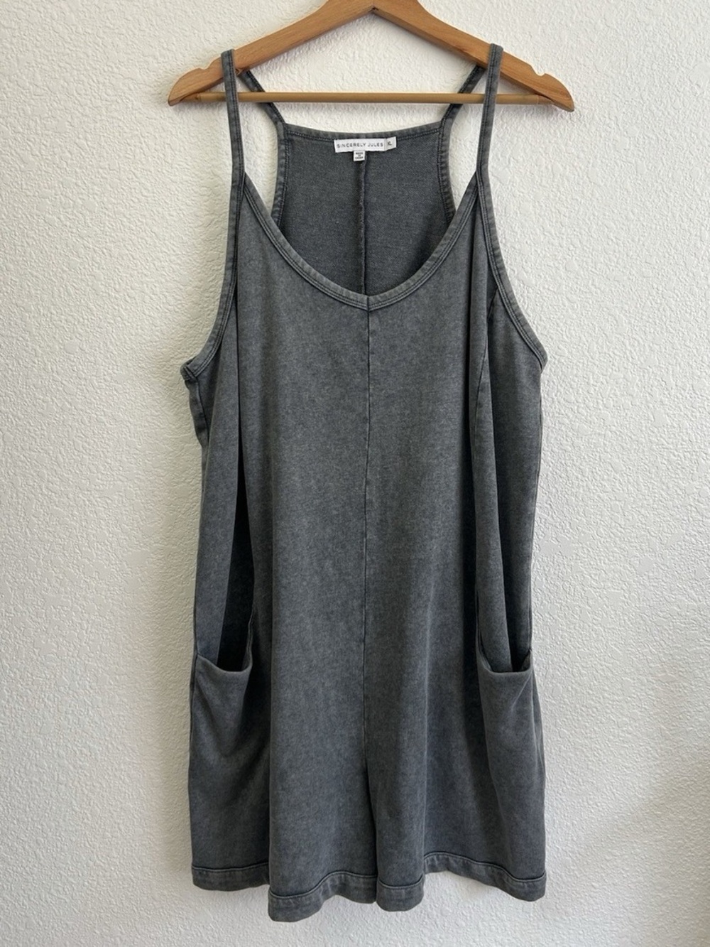 Sincerely Jules Washed Charcoal Romper Women’s Medium Oversized Lounge Boho - Picture 6 of 9